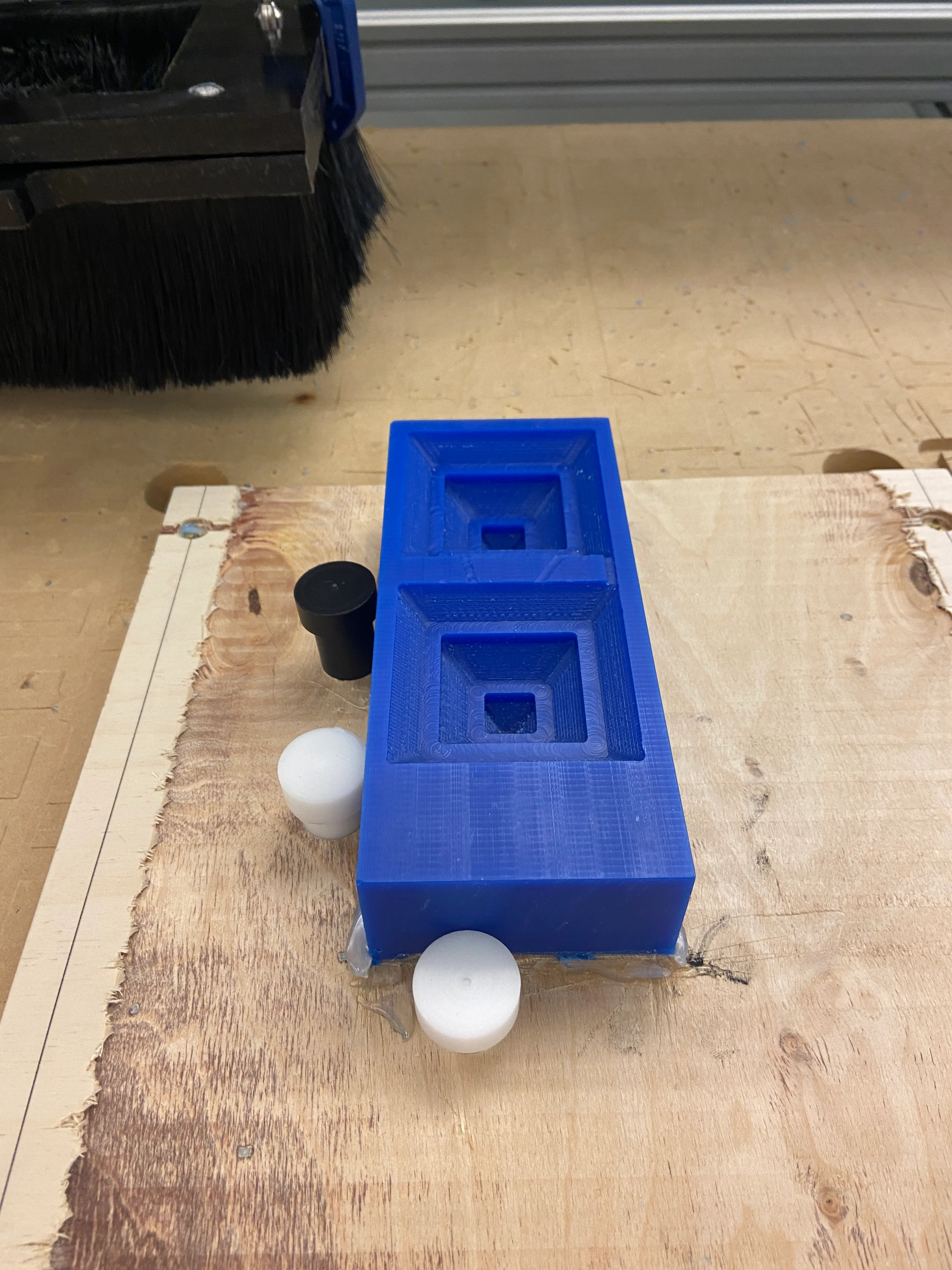 Wax block after being cut by the router