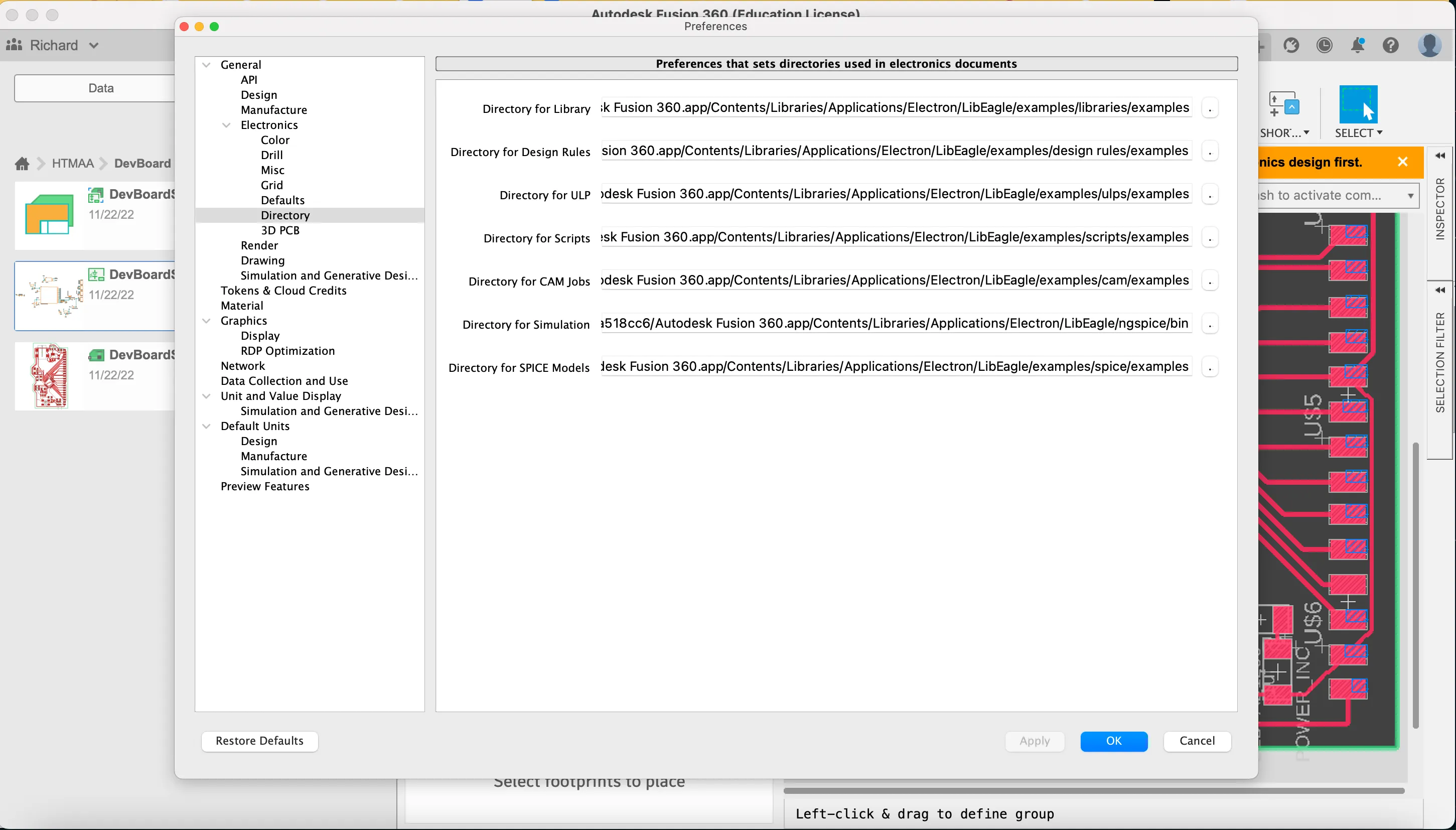 ULP directory in Eagle settings