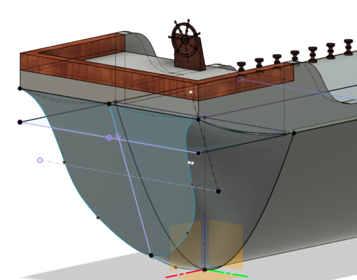 Wheel mounted on the ship